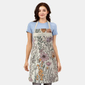 Tablier Boho Fleurs sauvages illustrés personnalisés (Porté)