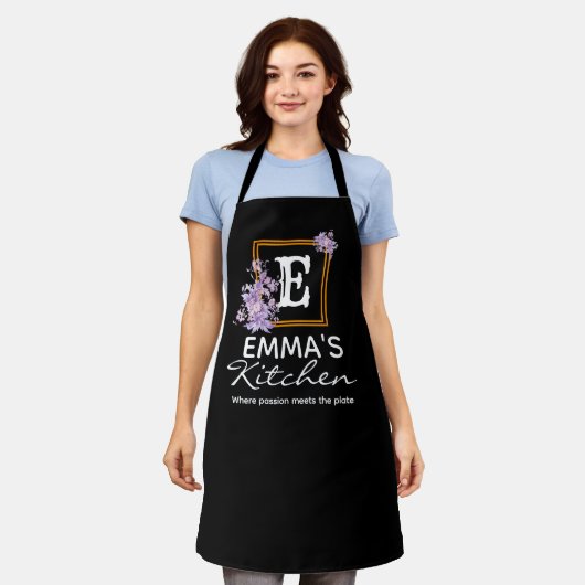 Tablier Boho Floral Apron, Nom Personnalisé Chef Personnal (Porté)