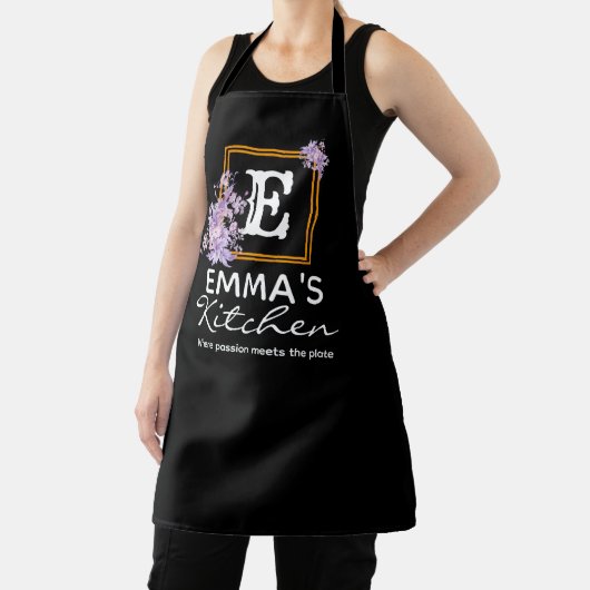 Tablier Boho Floral Apron, Nom Personnalisé Chef Personnal (Insitu)