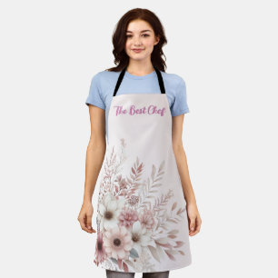 Tablier Boho floral avec une touche de rose
