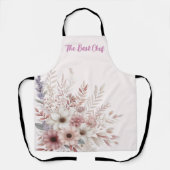Tablier Boho floral avec une touche de rose (Recto)