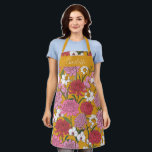 Tablier Boho Floral Garden Jaune Nom personnalisé<br><div class="desc">Boho Floral Garden Jaune et rose Nom personnalisé Apron</div>