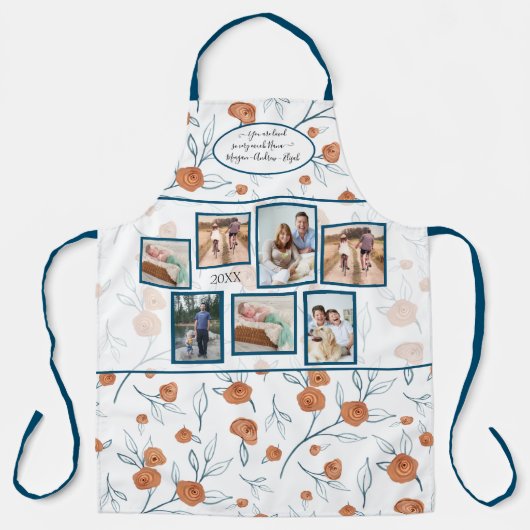 Tablier Boho Floral Terracotta Blue Photos pour Nana (Recto)