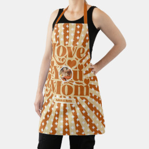 Tablier Boho Love You Mom Photo personnalisée Fête des mèr
