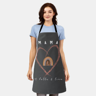 Tablier Boho Mama Texte avec plumes de Lune et noms d'enfa