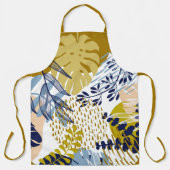 Tablier Boho Navy, Gold et Blue Feuilles (Recto)