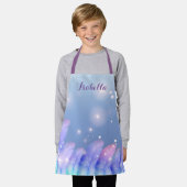 Tablier Boho Pastel Plumes violettes rose Étincelles Perso (Porté)