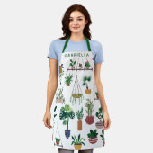 Tablier Boho Plante Lady Illustration Art Personnalisé (Porté)