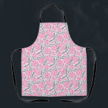 Tablier Boho rose Abstrait motif floral<br><div class="desc">Tablier Boho avec illustration dessinée à la main de fleurs roses dans le style moderne du milieu du siècle.</div>