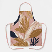 Tablier Boho rose vif Feuilles Collection moderne (Recto)