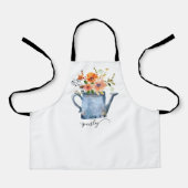 Tablier Boho Rust Orange Aquarelle Fleurs Arrosage Can (Recto)