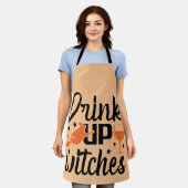 Tablier Boire des sorcières Joyeux Halloween orange (Porté)