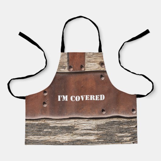 Tablier Bois de fer de l’ouvrier Je suis homme couvert (Recto)