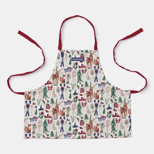 Tablier Bois nordique Noël tout-en-un Apron (Recto)