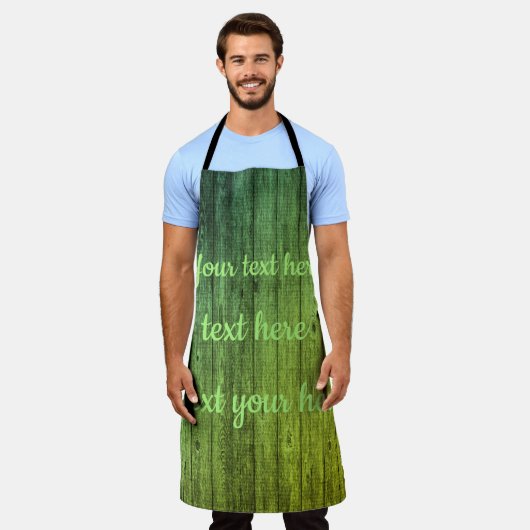 Tablier bois vert Personnaliser ce modèle  (Porté)