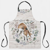 Tablier Bois vieilli Nom du monogramme Floral Fox (Recto)