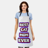 Tablier Bold Best Cat Mom Ever Fun Typographie (Porté)