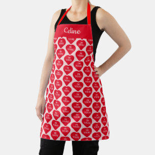 Tablier Bold Im Yours Coeur Design en rouge et rose