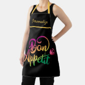Tablier Bon appétit Citation violet jaune Cuisine noire (Insitu)