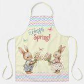 Tablier Bon Printemps ! Lapin lapin et Fleurs (Recto)