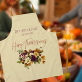 Tablier Bon thanksgiving automne nom de famille fleurie