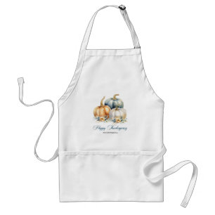 Tablier Bon thanksgiving Blue Orange Gold Citrouilles