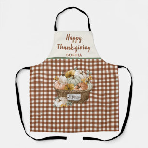 Tablier Bon thanksgiving Brown Plaid Citrouille Automne