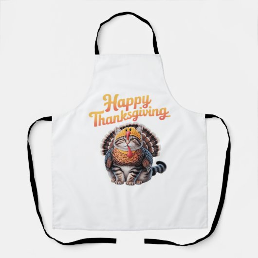 Tablier Bon thanksgiving Chat Turquie Fête Automne Classiq (Recto)