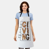 Tablier Bon thanksgiving Empreinte de léopard Rainbow Turq (Porté)