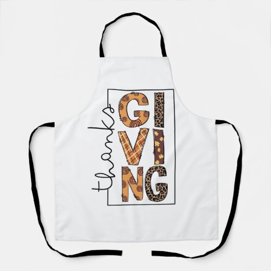 Tablier Bon thanksgiving Empreinte de léopard Rainbow Turq (Recto)