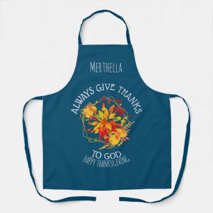 Tablier Bon thanksgiving floral personnalisé Christian