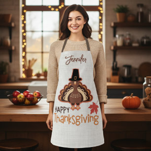 Tablier Bon thanksgiving Pèlerin mignon Turquie personnali