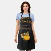 Tablier Bon thanksgiving rustique citrouille bois fleuri (Porté)
