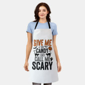 Tablier Bonbons d'Halloween ou Appelez-moi Épouvantable Gr (Porté)