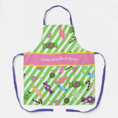 Tablier Bonbons vibrants Monogramme motif Rose vert (Recto)