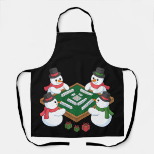 Tablier Bonhomme de neige de Noël Mahjong jeu de table Xma