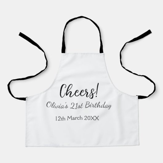 Tablier Bonjour 21e anniversaire ajouter nom date simple m (Recto)