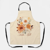 Tablier Bonjour automne Watercolor fleurs sauvages feuille (Recto)