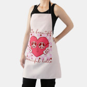 Tablier Bonjour Beau Coeur Rose (Insitu)