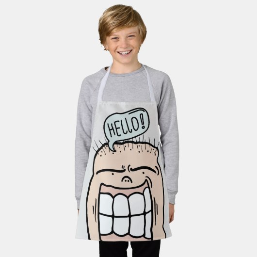 Tablier Bonjour drôle de dessin animé souriant mignon enfa (Porté)