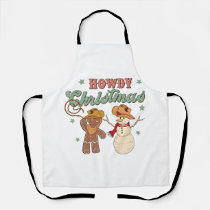 Tablier Bonjour Noël Cowboy Bonhomme de Neige Western Drôl