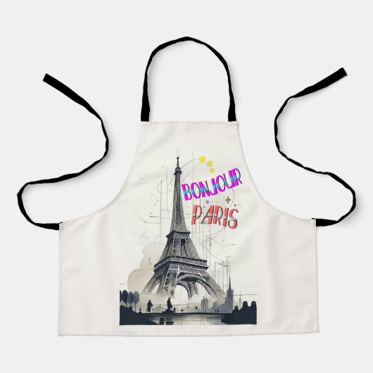 Tablier Bonjour Paris coloré (Recto)