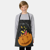 Tablier Bonne Halloween Grey Orange Citrouille Pail Candy (Porté)