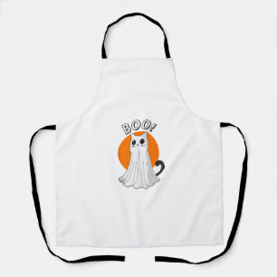 Tablier Boo Cute Ghost Chat Halloween Lune Éffrayant Kitty