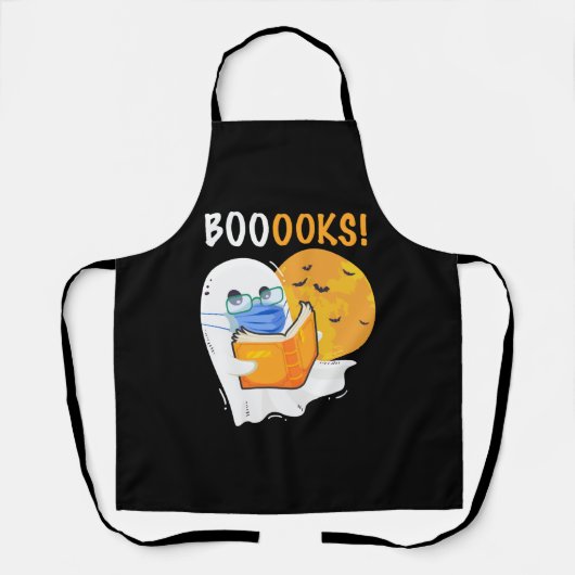 Tablier Boooks Halloween Ghost reading books and wearing (Recto)