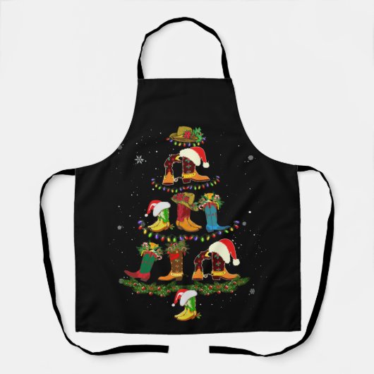 Tablier Boot Christmas Tree Line Dance Drôle Danser Bottes (Recto)