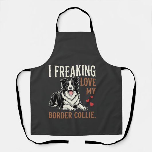 Tablier Border Collie drôle d'amour de chien (Recto)