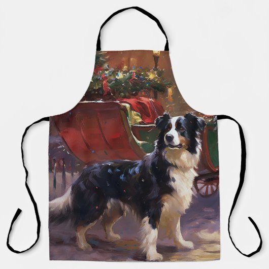 Tablier Border Collie Noël Saison Festive (Recto)