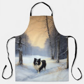 Tablier Border Collie Qu'il neige Noël (Recto)