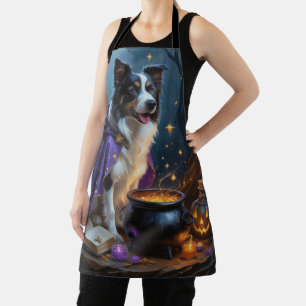Tablier Bordure Collie Chien Whimsical Halloween Peinture